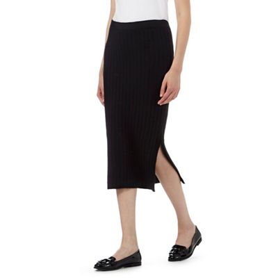 Black knitted longline skirt